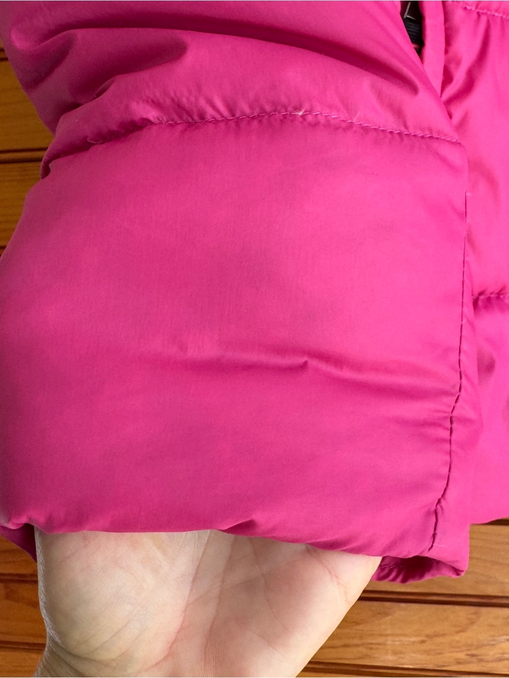 L.L.Bean Down Puffer Jacket L Hot Pink Faux Fur Hood Retro Ski Bunny Winter - Picture 9 of 16